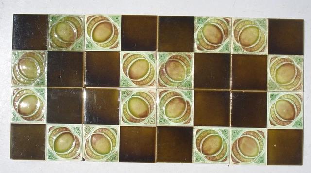 Art Nouveau ceramic majolica 8 tiles bargain clearance quarters