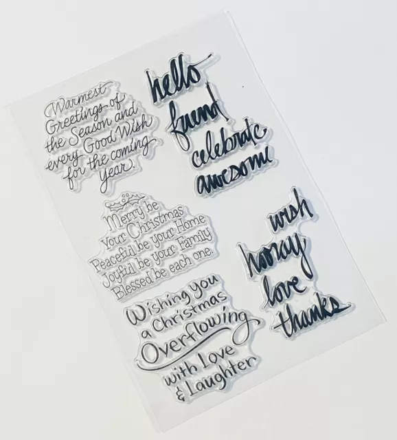 Christmas Messages Clear Stamps-Merry Xmas Sentiments-Love-Thanks-Greetings
