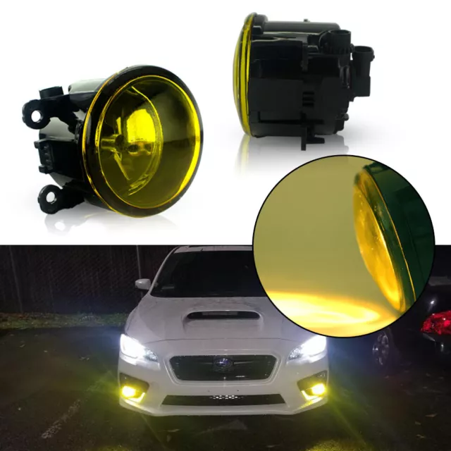 Golden Yellow Driver Passenger Fog Lamps w/ H11 Bulbs For 2015&up Subaru WRX/STi