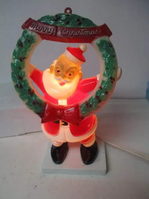 Vintage 1950's Miller Electric Co Christmas Light -  Santa Holding Big Wreath