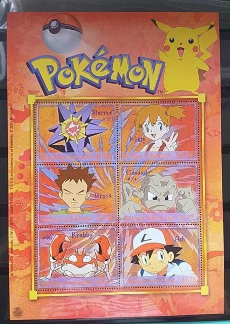 Briefmarken Thema Cine Antigua Und Barbuda 2001 Pokémon Comics MH 6v.Nuevo