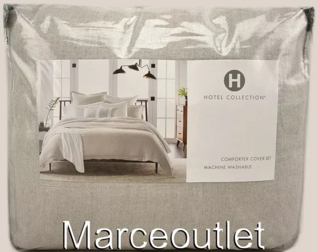 Hotel Collection Linen Blend FULL / QUEEN Duvet Cover & Pillowshams Set Natural