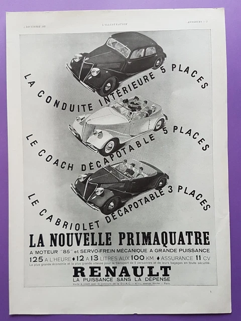Renault car "la primaquatre" ADVERTISING - AD 1937 advertising Ref: 1457