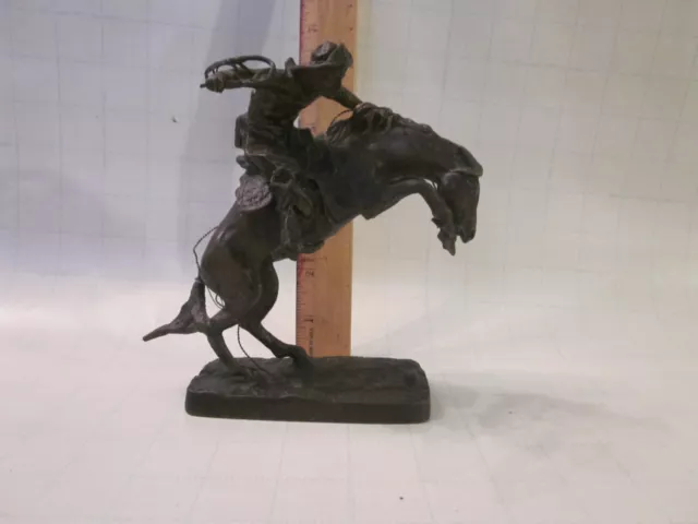 Franklin mint Signed Frederick Remington bronze statue cowboy old west horse
