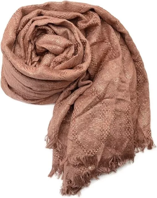 Echo Design Womens Paisley Jacquard Sparkle Wrap Oblong Scarf (Pink) One Size