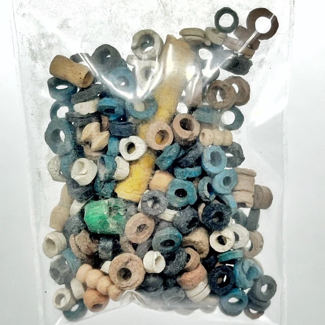 Antique Egyptian Faience & Clay Bead Lot - Mummy Pharaoh Trade Beads Old Jewelry
