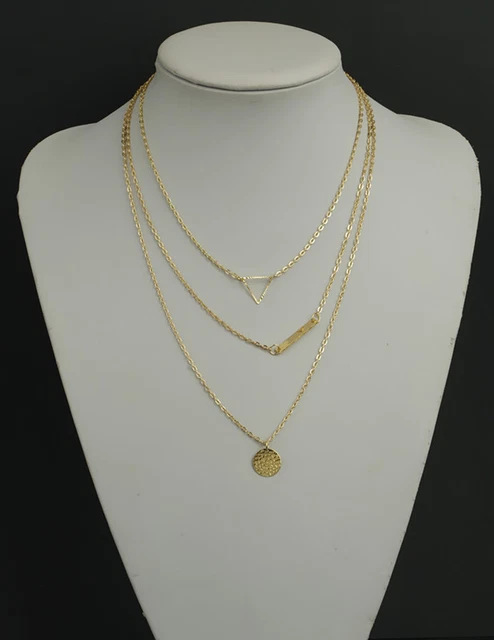 Collier multi-rangs chaînes dorées, pendentif totem et