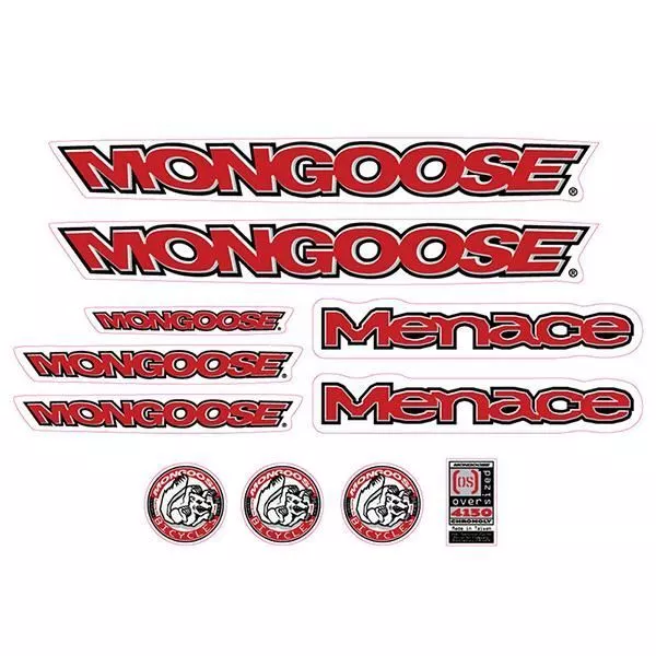 Mongoose - 1998 Menace for chrome frame - Decal set - old school bmx