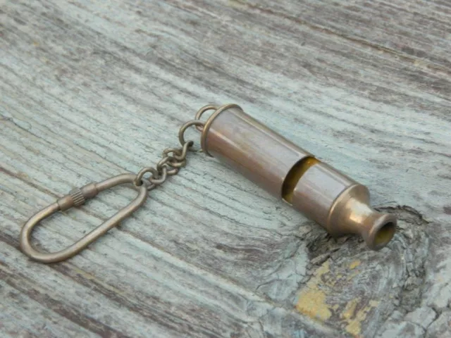 Brass Anchor Whistle Key Chain Vintage Collectible Nautical Marine Kay Ring New