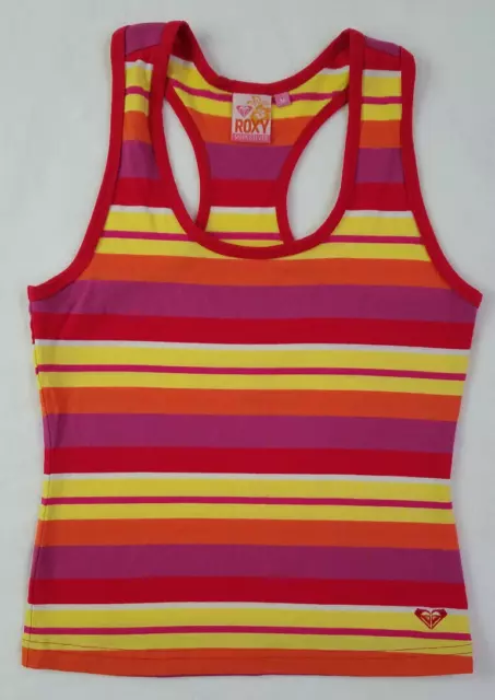 VTG Roxy Quiksilver Women's Racerback Tank Top Pink Red Orange Yellow Sz Medium