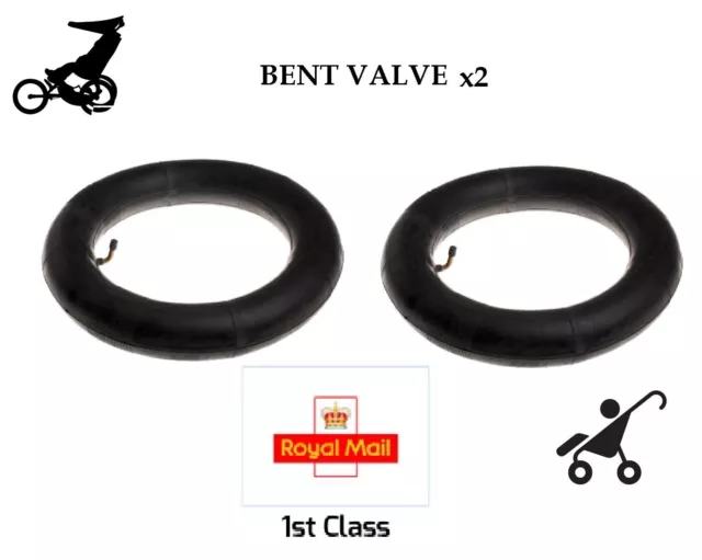 2 x Inner Tubes 12" BENT VALVE Fits Phil and Teds Navigator 1st Class Royal Mail
