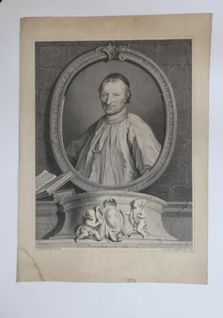 Jean DAULLÉ (1703-1763) Portrait de Pierre Sutaine abbé Sainte-Geneviève estampe