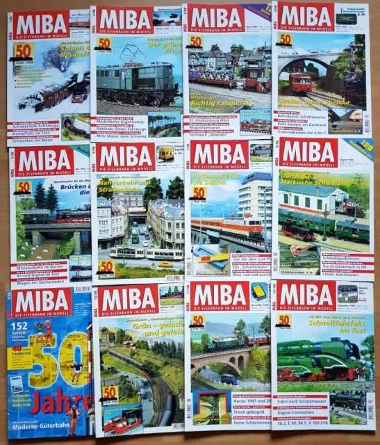 12x MIBA 1998 komplett Zeitschrift Eisenbahn Miniatur Sammlung Modell Magazin