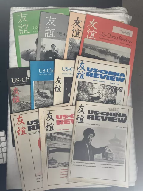 Lot Of 11, US-China Review, Peoples Friendship Assoc. Magazine USCPFA 1980-82