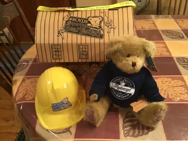 Boyds Digby Super Duper Bear Factory Longaberger Basket Fest w Barn Box NEW 2009