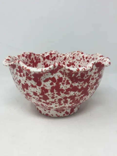 Ceramiche Alfa Red & White Speckled Marbled Pottery Bowl Made in Italy 4" Tall