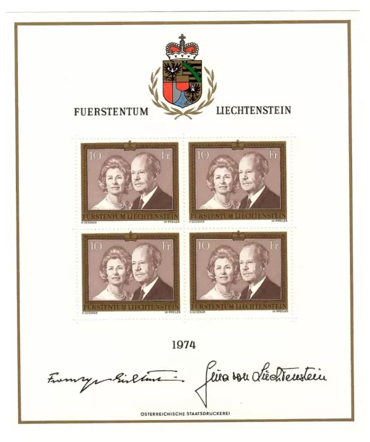 Liechtenstein 1974 - Mi. 614  "Freimarke Fürstenpaar" im Kleinbogen postfrisch