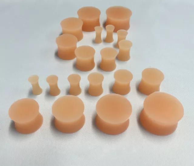 3mm - 30mm SILICONE Hider Ear Stretcher Flesh Plug Tunnel Expander SKIN COLOUR