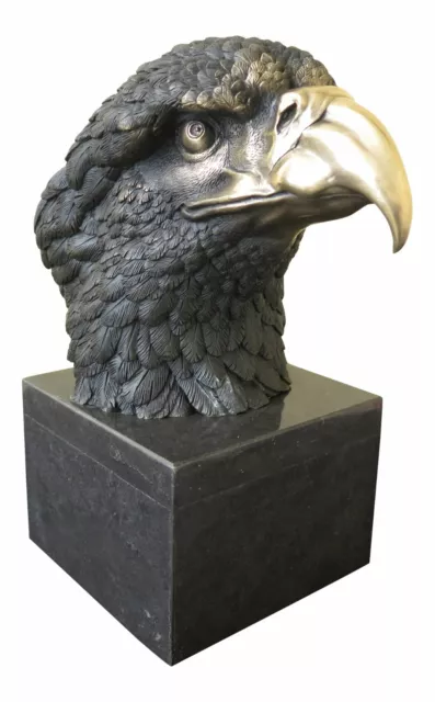 F37312: SIGNATURE STATUARY Bronze Eagle Head  Marble Base Sculpture AL-018 ~NEW