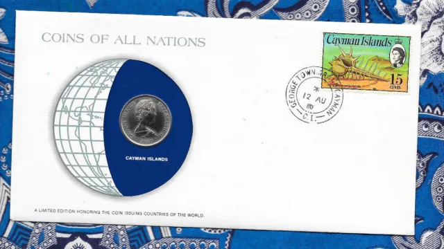 Coins of All Nations Cayman Islands 25 cents 1980 FM(U) UNC RARE