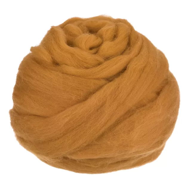Needle Felting Wool, 3.5 Oz Nature Fibre Wool Yarn Roving (Caramel)
