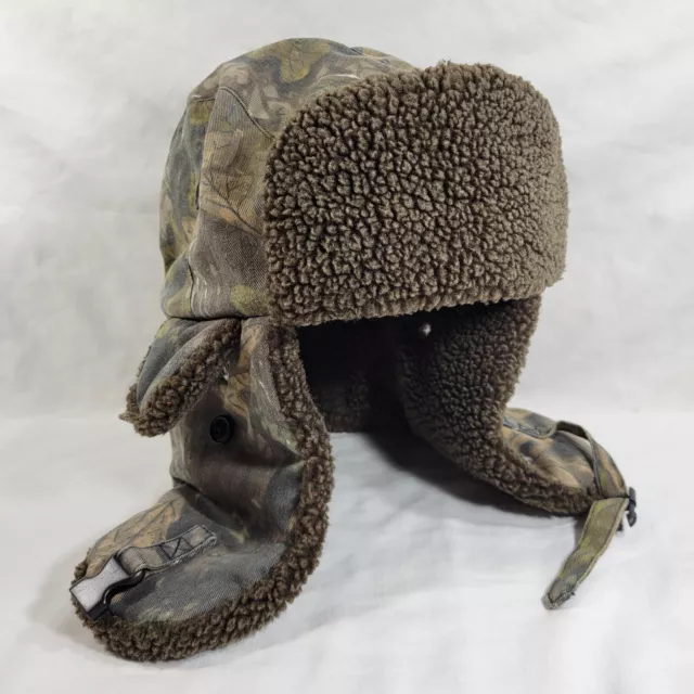 Rivers Edge Camo Hunting Hat Size Large Ear Flaps Trapper Hat Fall Synthetic Fur