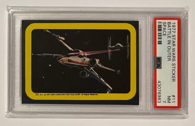 1977 Topps Star Wars Sticker Card - #11 Battle In Outer Space - Psa 7