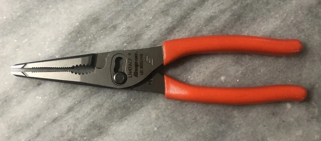 NEW Snap On ORANGE  9" Needle Nose/Slip-Joint  Handle Soft Grip Pliers LN47ACF