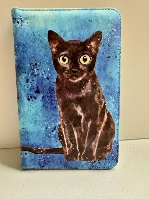 Server Waitress Book Organizer Checkbook Cute Black Cat Cover 8x5 Inch