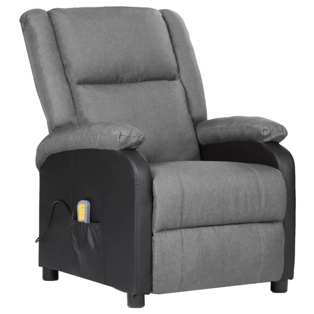 Massagesessel Hellgrau Kunstleder und Stoff J1B9