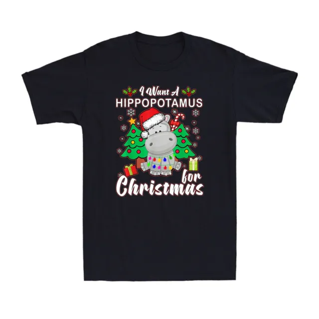 I Want A Hippopotamus For Christmas Funny Hippo Pajamas Vintage Men's T-Shirt