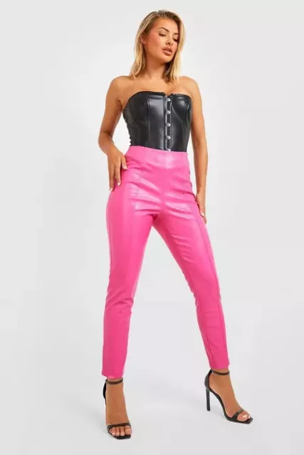 100%Lambskin Leather Winter Designer Women Pant Pink Barbie Stylish Slim Fit