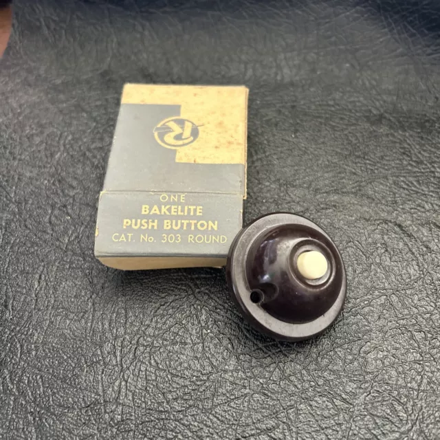 Vintage Brown Rodale Bakelite Push Button - Cat. No 303 -  New