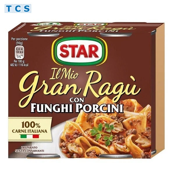 STAR Gran Ragu con Funghi Porcini - Salsa di carne macinata con funghi porcini, 2x180 g