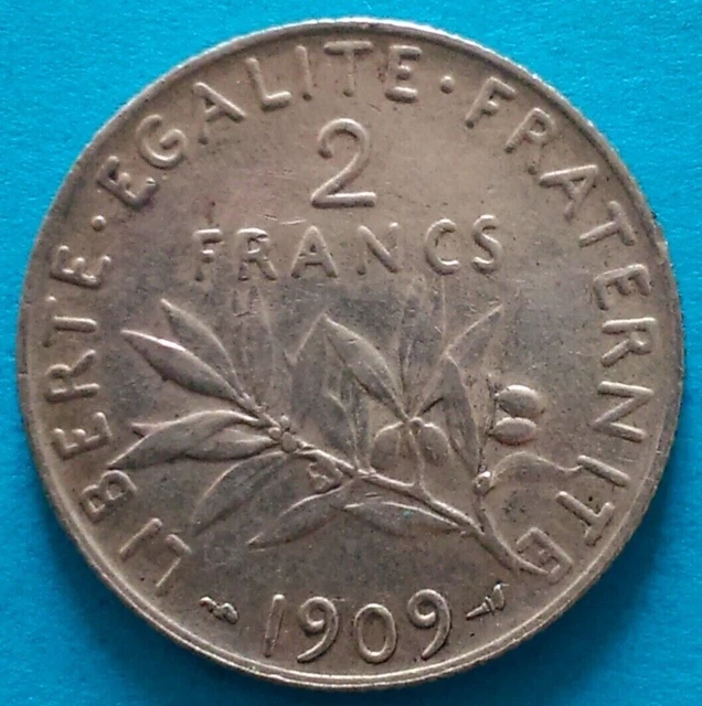 FRANCE Pièce 2 Francs en ARGENT 1909 TTB/SUP     RARE !!!
