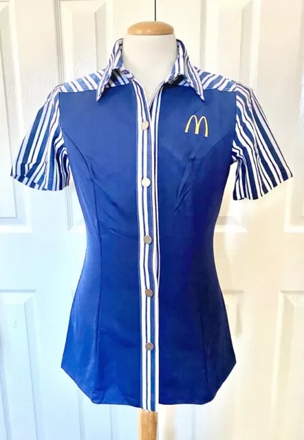 VINTAGE McDONALDS 1978 CREST UNIFORM SHIRT DRESS TOP SIZE 10 OLDSTOCK IN BAG