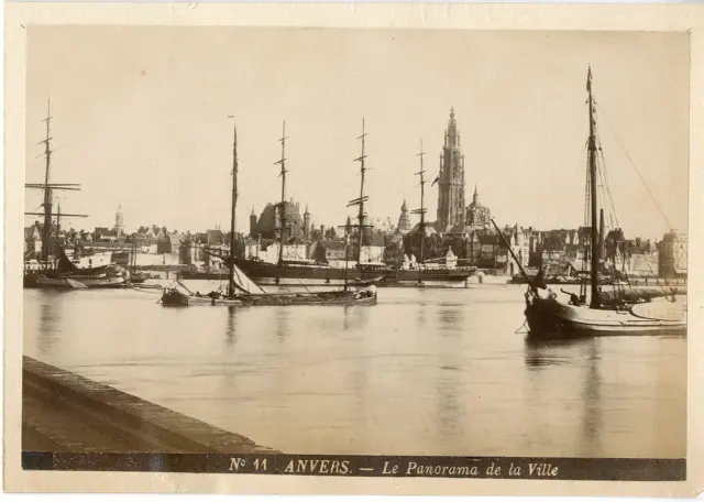 Belgique, Anvers, Le Panorama de la Ville  Vintage albumen print. Tirage album