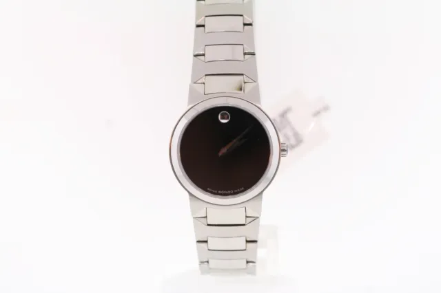 Ladies Movado 0605904 Temo Stainless Steel Black Dial Watch