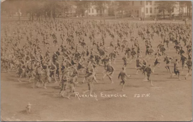 RPPC Postcard WWI Military Soldiers Running Exercises