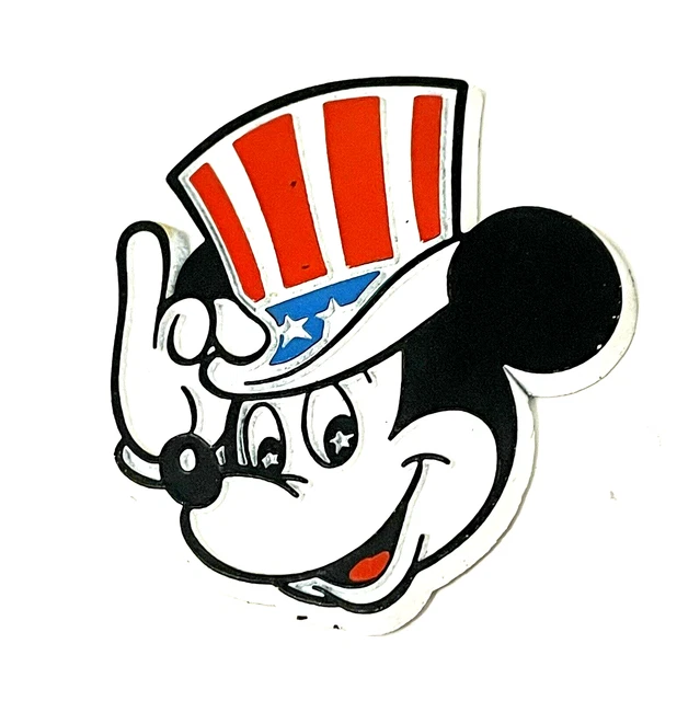 Disney Mickey Mouse Uncle Sam Top Hat Vintage Rubber Fridge Magnet