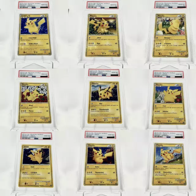 Pikachu World Promo PSA 10 - Blue Set - KOMPLETT - Holo Pokemon Karten - Mint