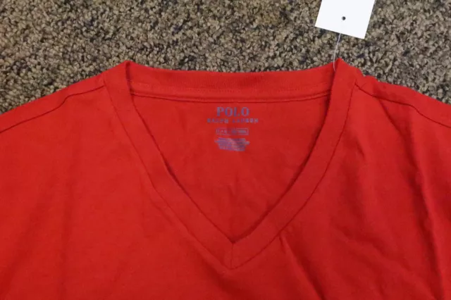 NEW POLO RALPH Lauren Men's V-Neck T-Shirt Tee RED - Size LARGE $9.95 ...