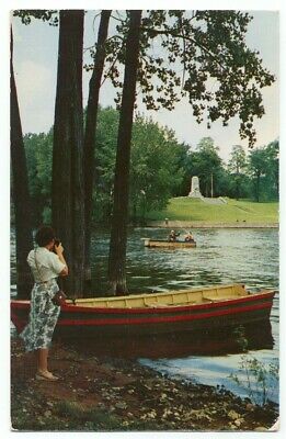 Plattsburgh NY Saranac River Samuel De Champlain Monument Postcard ~ New York