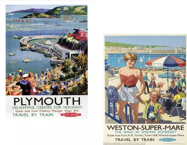 Plymouth & Weston Super Mare Vintage Retro Style   Travel Metal Door  Sign