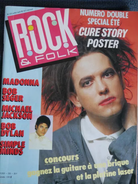 Rock & Folk N°232 + Poster Double Cure Madonna Michael Jackson Dylan Bob Seger