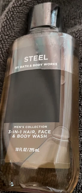 New Bath & Body Works Men’s 3-In-1 **Steel** Hair, Face & Body Wash-10 Fl Oz