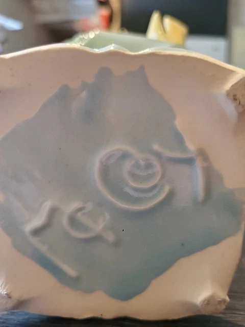 VINTAGE MCCOY BIRD Bath Pedestal Planter Vase 1940’s Pottery Pale Green