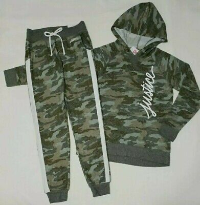Girls Justice Hoodie Shirt & Joggers Pants Camo Set size 10, or 12: NWT