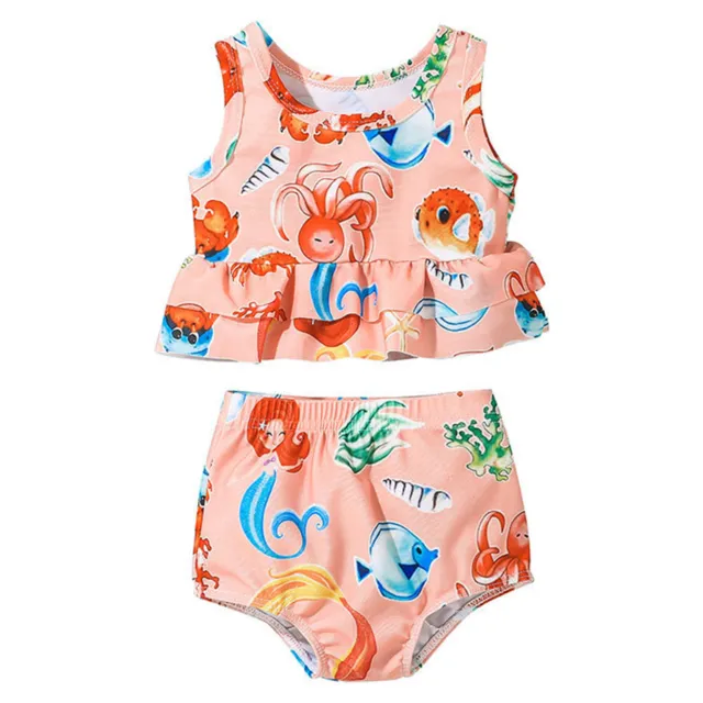 1 set costume da bagno bikini modello cartone animato facile da indossare bambini stampa in due pezzi