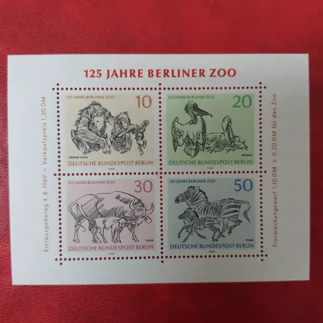 Briefmarken Berlin (West) 1969, Michel Block 2, Berliner Zoo, postfrisch